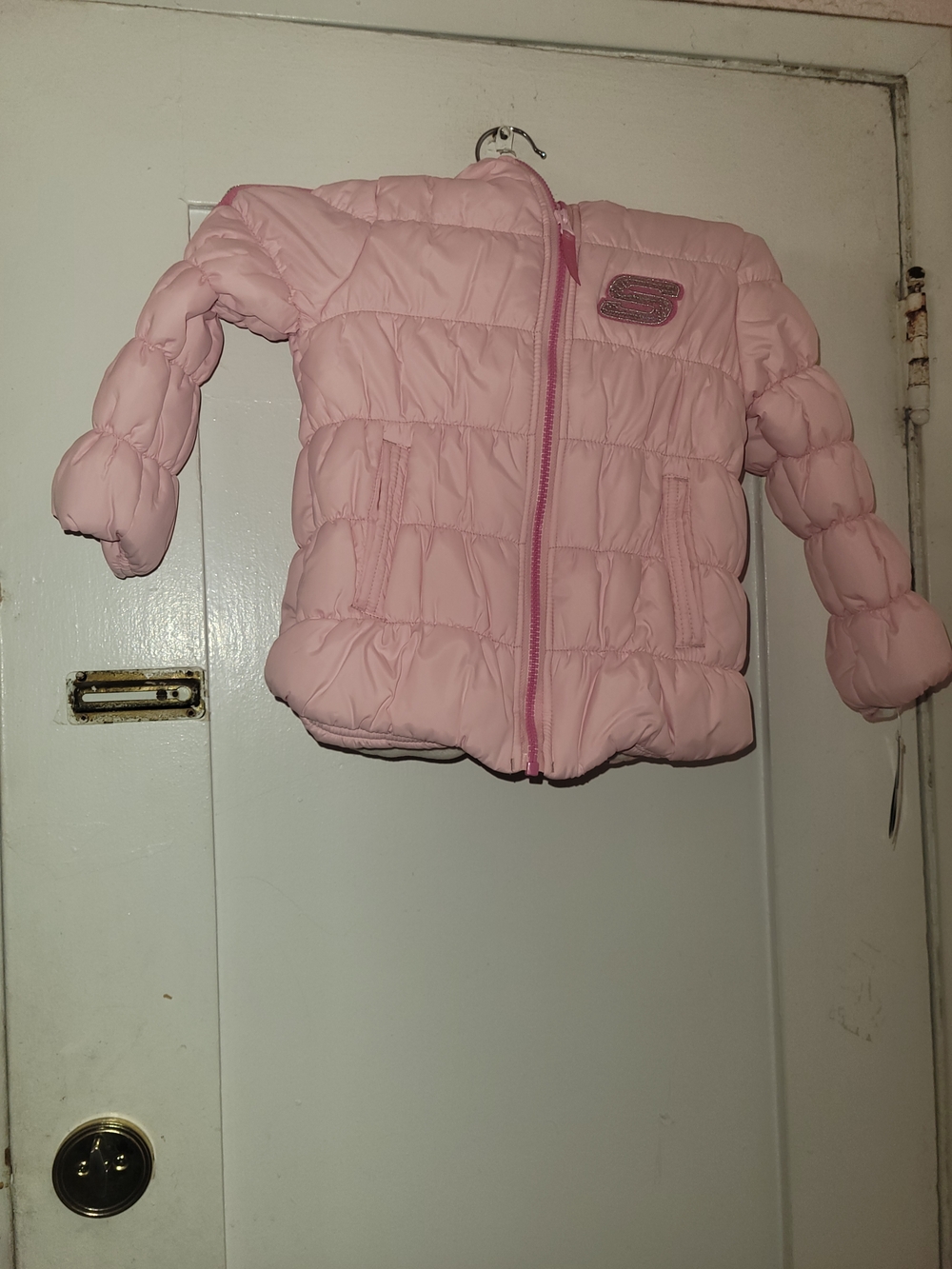Skechers Light Pink Girls Puffer Jacket with Hood